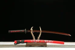 Alternative view of Flame Dragon - Katana Forgiato a Mano in acciaio damasco
