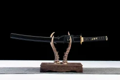 Alternative view of Ventaglio Nero Dorato - Wakizashi Forgiato a Mano in acciaio al carbonio 1065